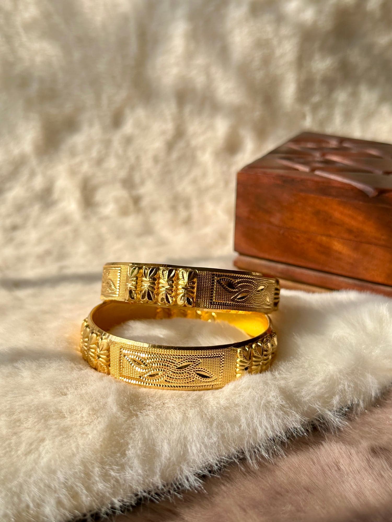 Champa Floral Panel Cuff Bangle